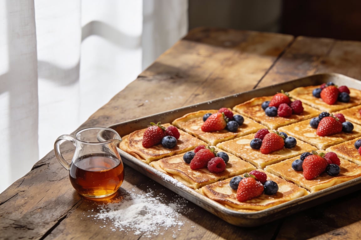 No-Flip Sheet Pan Pancakes with Mixed Berries