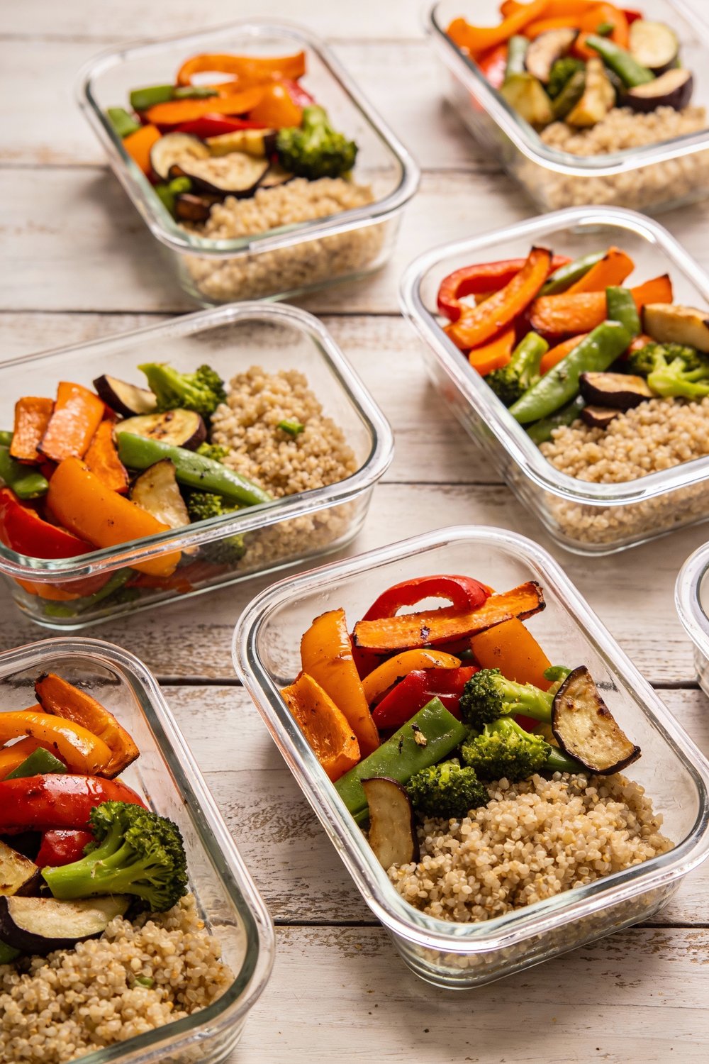 Sheet Pan Roasted Veggie & Quinoa Meal Prep Bowls