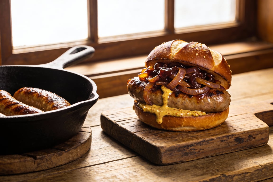 Slow Cooker Beer-Braised Brats & Caramelized Onions