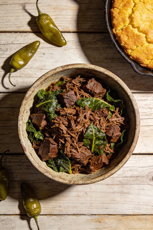 Pitmaster's Slow Cooker Mississippi Pot Roast with Pot Likker Greens