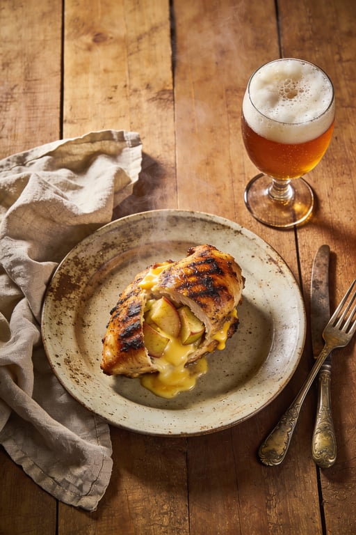 Smoked Gouda Stuffed Chicken with Amber Ale Sauce