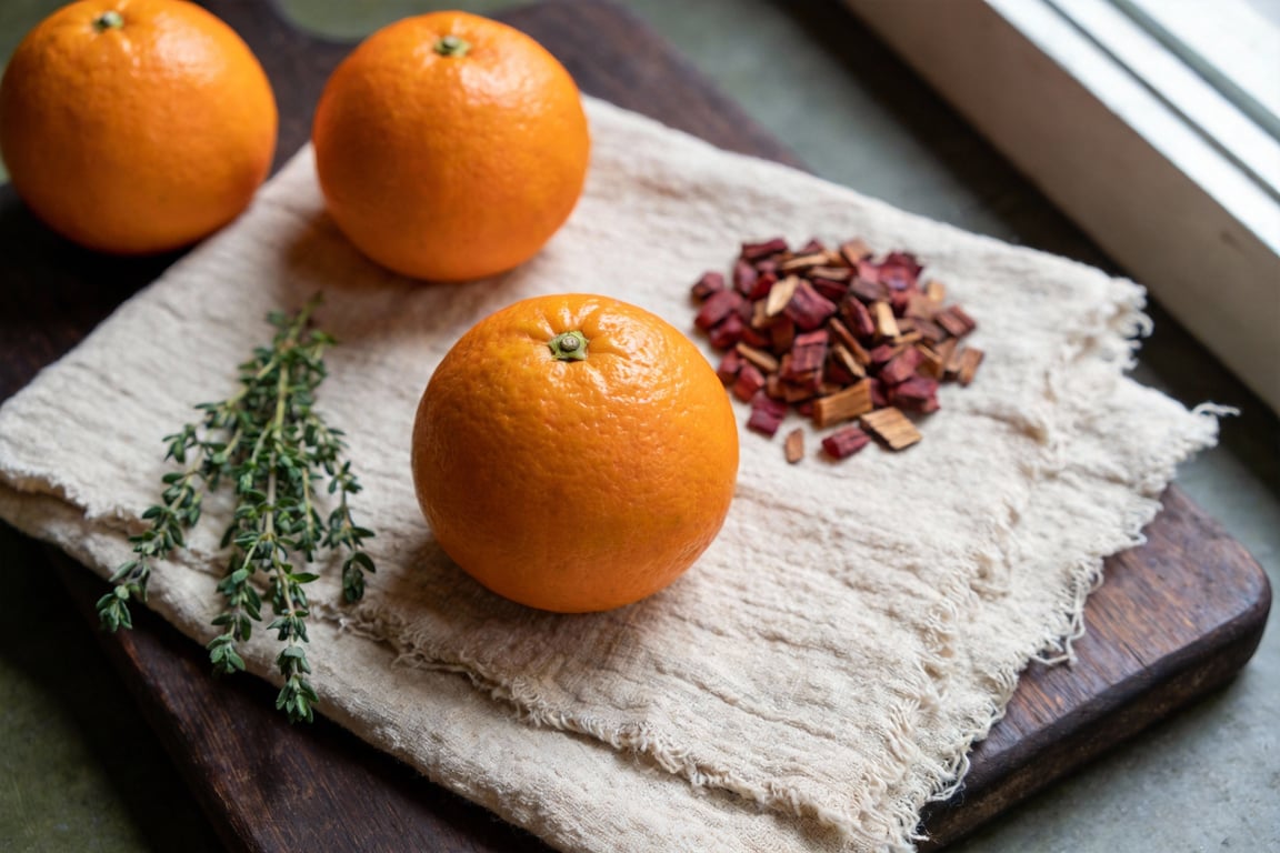 Smoked Orange Aperol Spritz - Slicing and smoking citrus