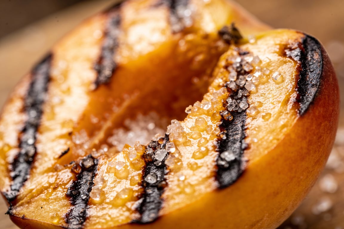 Grilling fruit for the Smoky Grilled Peach Sangria