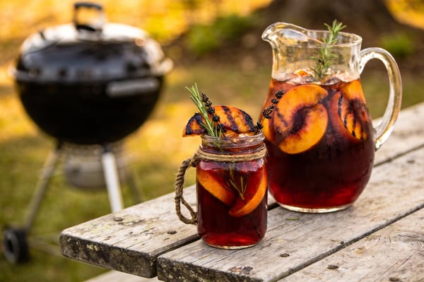 Smoky Grilled Peach & Bourbon Sangria