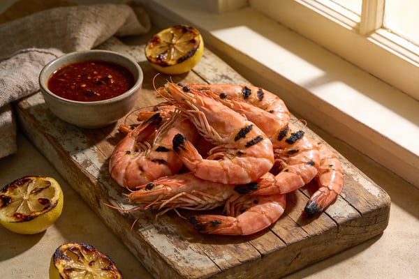 Smoky Grilled Prawn Cocktail with Charred Lemon