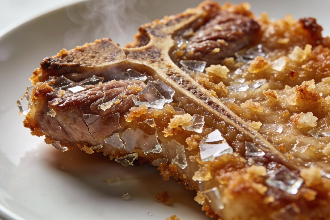 Mama Pearl's Southern-Fried Veal Chops soaking in buttermilk