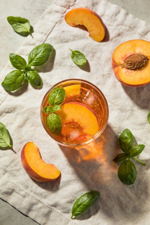Southern Peach Aperol Spritz with Basil