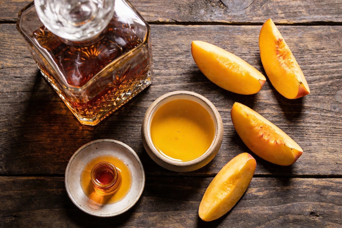 Making a Southern Manhattan recipe with fresh peach nectar