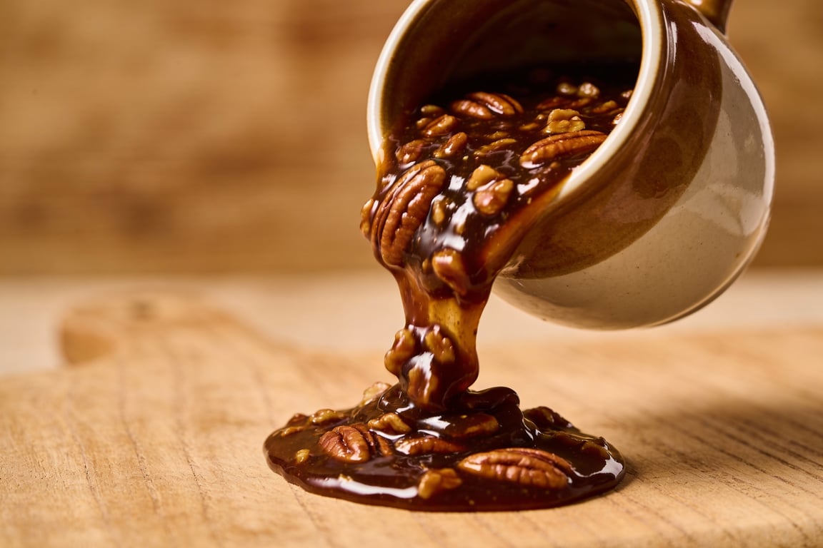 Homemade praline syrup for a Pecan Cream Drink