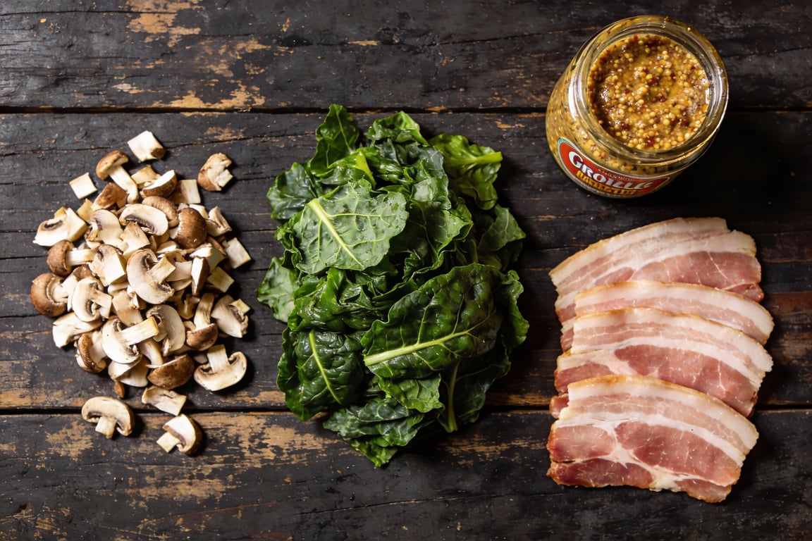 Southern Beef Wellington with Country Ham and Collard Greens