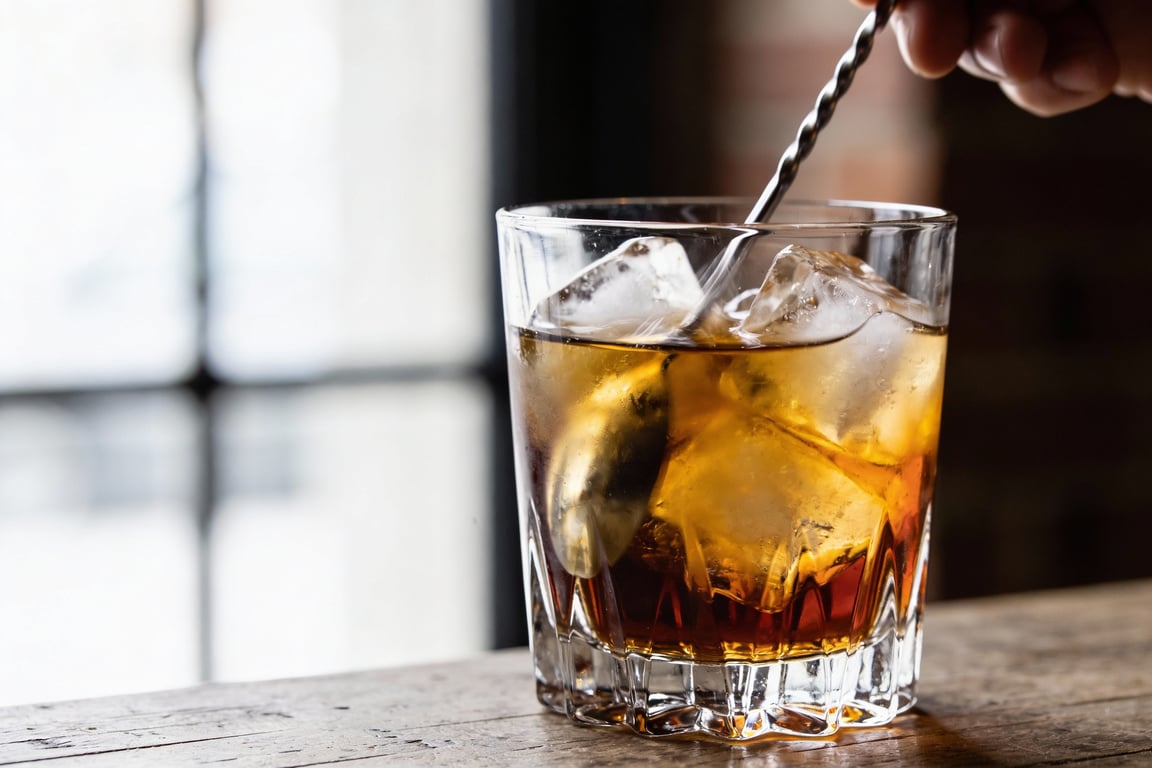 Spanish Manhattan cocktail served with Marcona almonds for an authentic experience