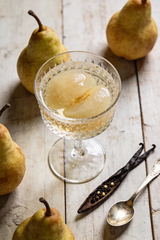 Sparkling Poached Pear & Vanilla Bean Homemade Pear Cream Soda