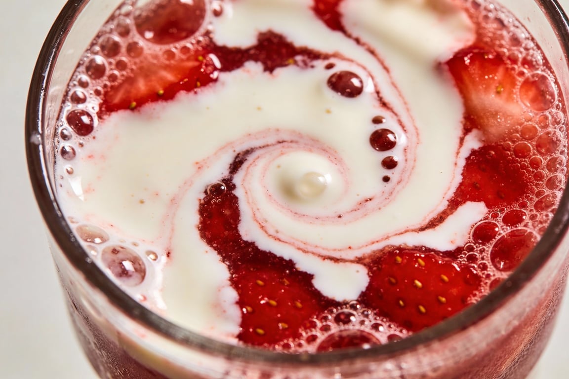 Fresh strawberry mocktail reduction for the dessert drink recipe