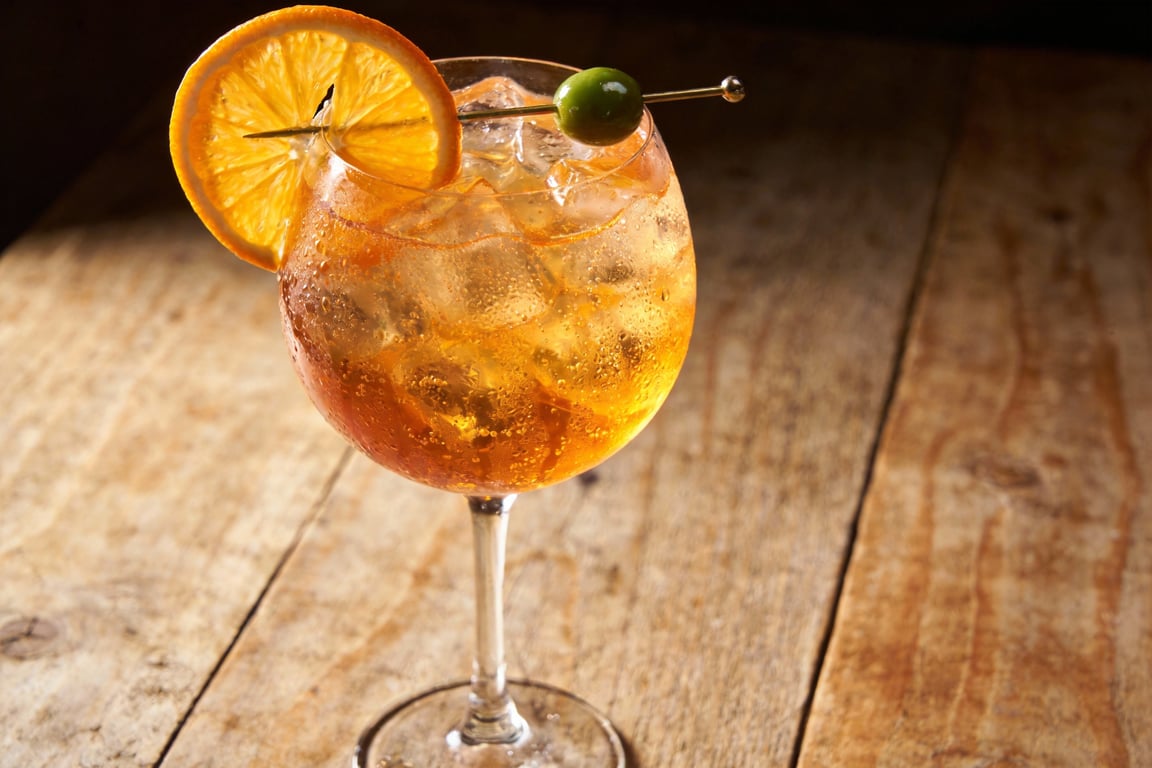 Large wine glass for a Spanish spritz menu