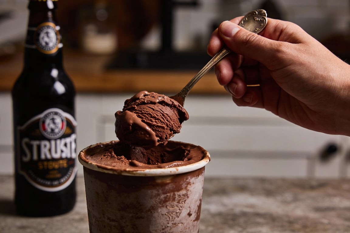 The process of cooking with stout reduction for ice cream