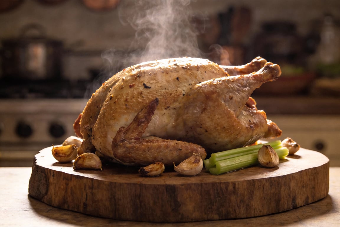 Applying the sage and thyme roasted turkey herb butter under the skin for maximum flavor.