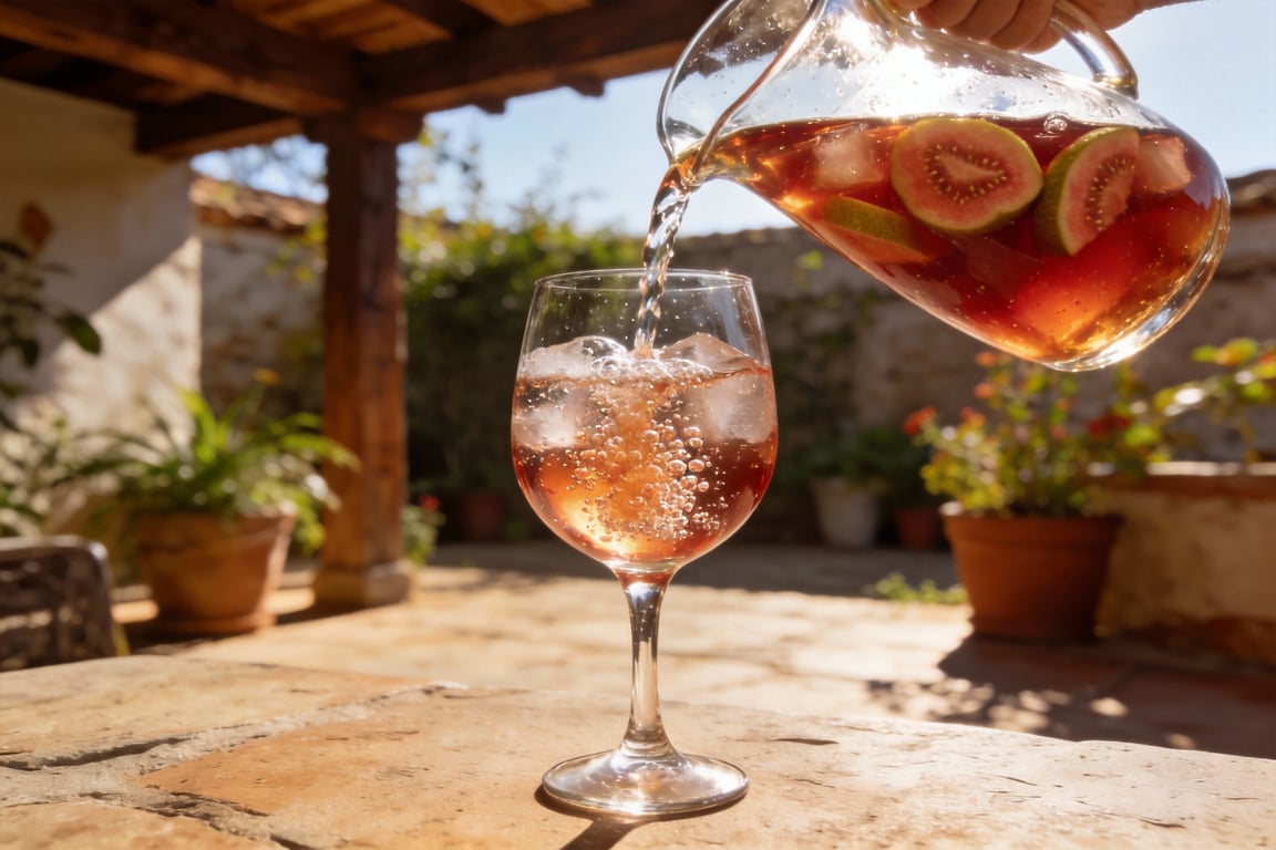 Adding crisp white wine to create a white wine sangria with tropical fruit