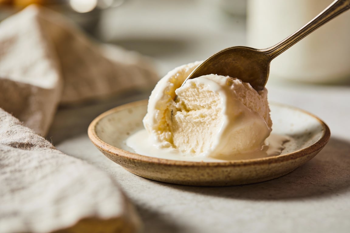Final scoop of homemade French Vanilla Bean Ice Cream
