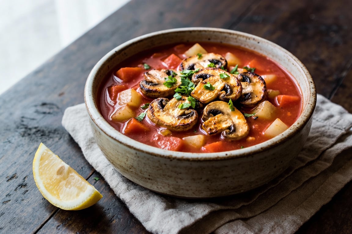Vegan Manhattan 'Clam' Chowder with King Oyster Mushrooms