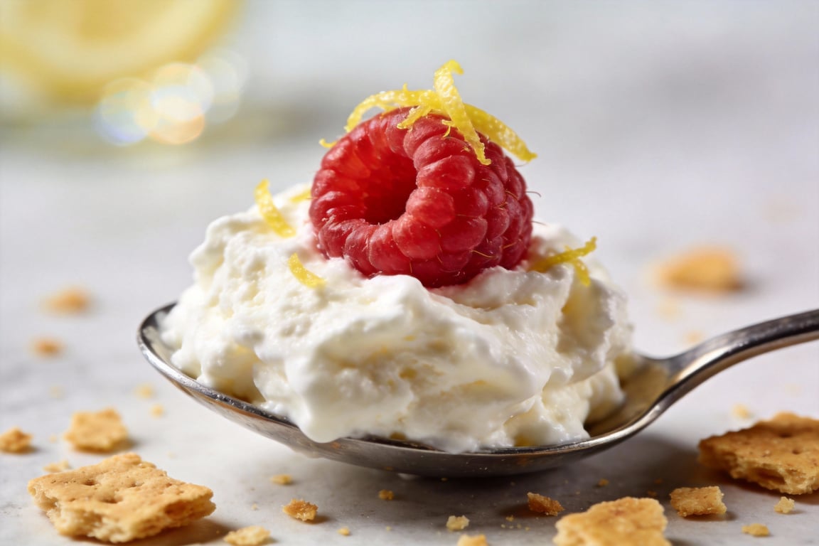 Creamy whipped cottage cheese bowl with lemon zest and fresh berries