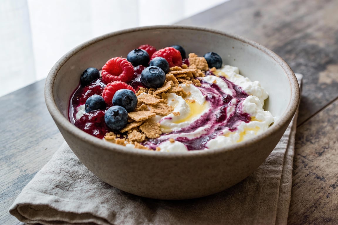 Whipped Lemon-Berry 'Cheesecake' Cottage Cheese Bowl