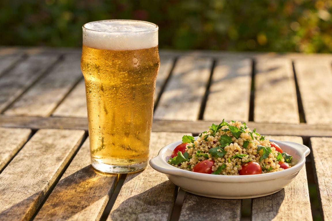 The final zesty herb quinoa salad ready for a gastropub side dish
