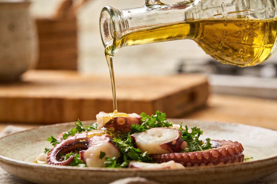 Lemon parsley vinaigrette for Mediterranean octopus salad