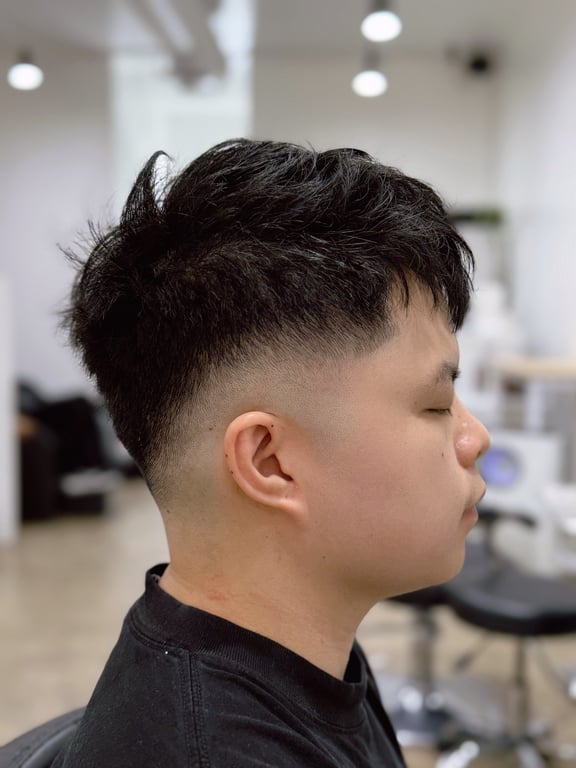 Mid Fade + Textured Crew Cut