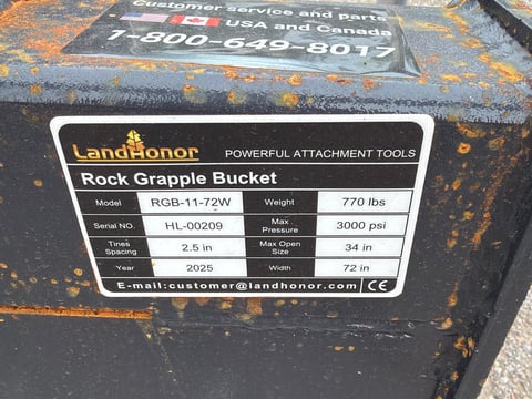 LandHonor RGB-11-72W 72in Heavy-Duty Skid Steer Rock Grapple — photo 5