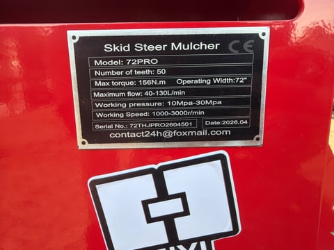 2026 Giyi Gy-72PRO Skid Steer Loader Mulchers (Unused) — photo 6
