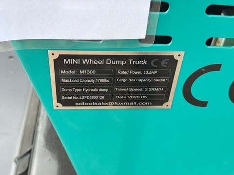 2026 Sdlool SL-M1300 Mini Wheel Dump Truck (Unused) — photo 6