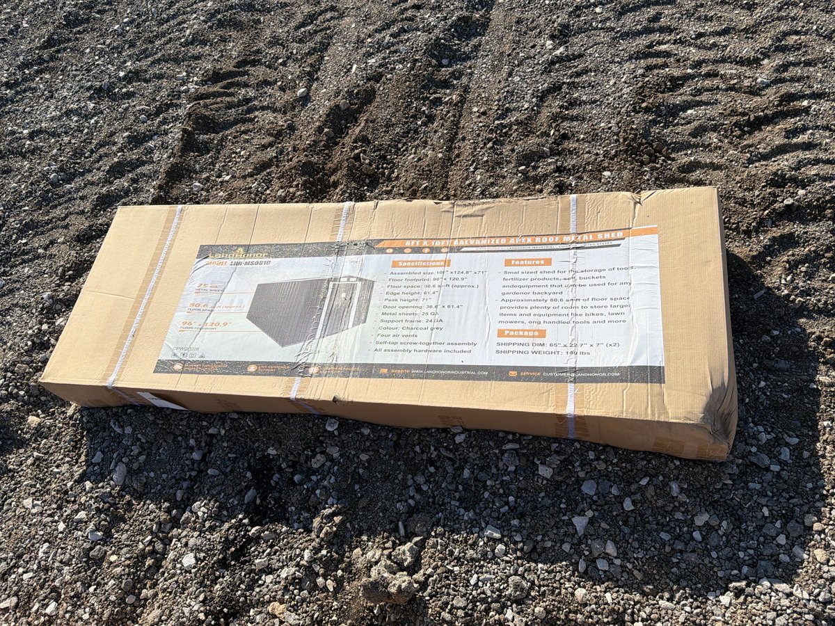 LandHonor LHR-MS0810 8ft x 10ft Galvanized Apex Roof Metal Shed (Unused)
