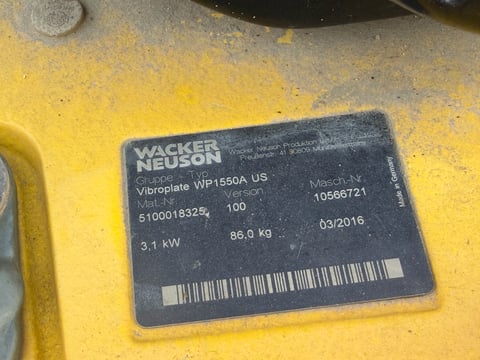 2016 Wacker WP1550A Plate Compactor — photo 6