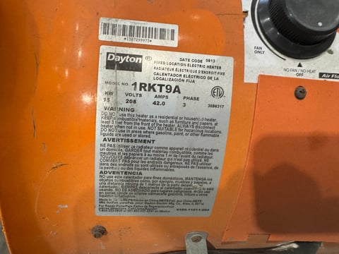 Dayton 1RKT9A Portable Electric Heater — photo 8