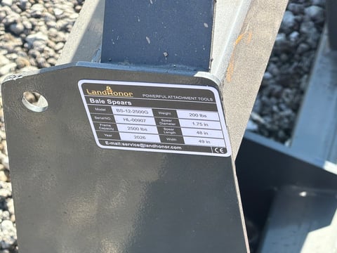 2026 LandHonor BS-12-2500G Skid Steer Bale Spear (Unused) — photo 4