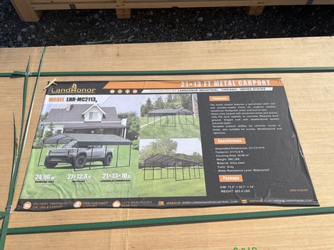 LandHonor LHR-MC2113 21ft x 13ft Metal Carport (Unused) — photo 5