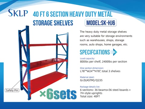 2026 SKLP SK-HJ6 40 ft 6 Section Heavy Duty Metal Storage Shelve (Unused) — photo 5