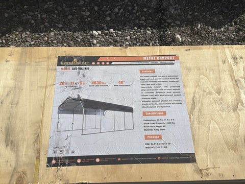 LandHonor LHR-MC1119 20ft x 11ft x 9ft Metal Carport (Unused) — photo 5