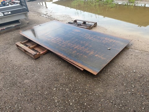 Qty of 2 — 2026 SKLP 5ft x 10ft Steel Plates, 0.4 in Thick (Unused) — photo 1