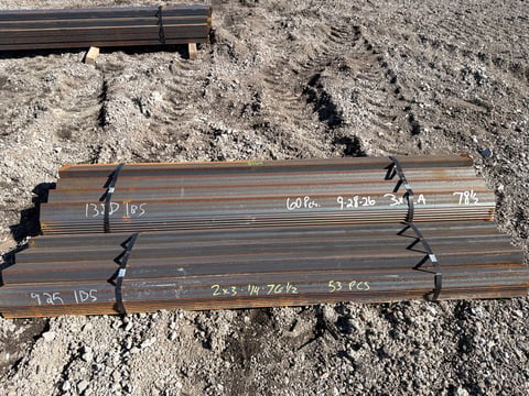 (113) 3in x 2in Steel Angle Iron, 2 Bundles, 76.5in & 78.5in Long — photo 1