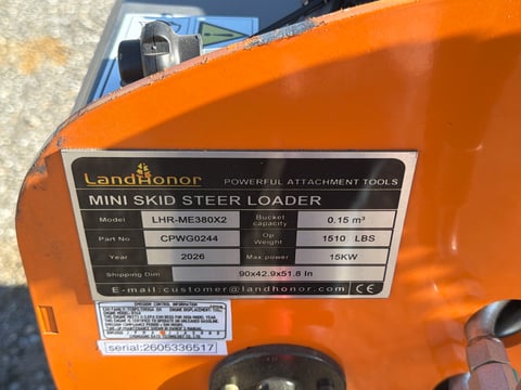 2026 LandHonor LHR-ME380X2 Stand-On Mini Skid Steer Loader w/ Bucket (Unused) — photo 7