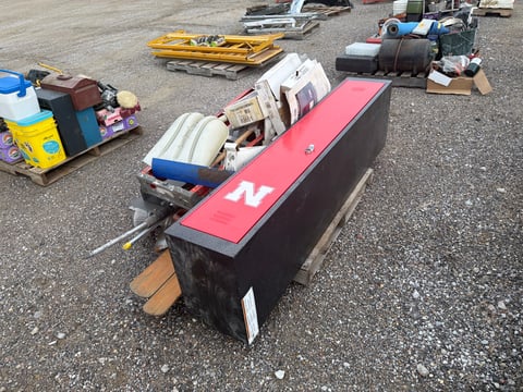 Pallet of Shovels, Storage Cabinet and Yard Tools — photo 4