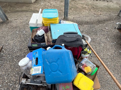 Pallet of Water Jugs, Coolers and Hand Tools — photo 1