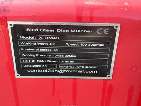 2026 Giyi Gy-XDM43 Skid Steer Mini Disc Mulcher (Unused) — photo 5