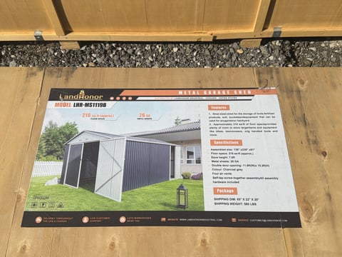 LandHonor LHR-MS1119B 11ft x 19ft Metal Garage Shed (Unused) — photo 5
