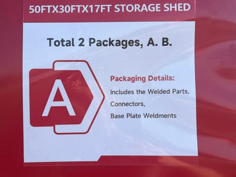 SKLP SK-S5030 50ft x 30ft x 17ft Large Scale Storage Shed (Unused) — photo 3