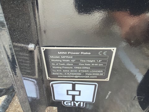 2026 Giyi Gy-MPR42 Mini Power Rake (Unused) — photo 5