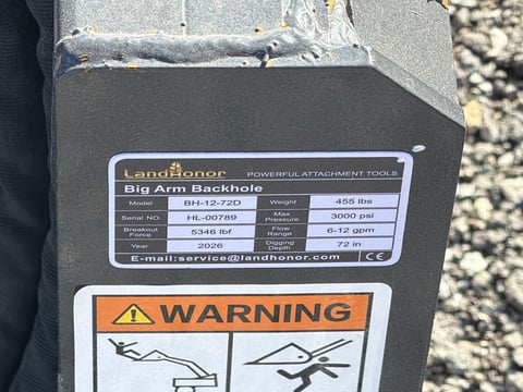 2026 LandHonor BH-12-72D Big Arm Backhoe Attachment for Skid Steer (Unused) — photo 5