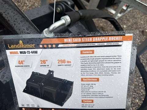LandHonor MGB-72-44W 44in Mini Skid Steer Grapple Bucket — photo 6