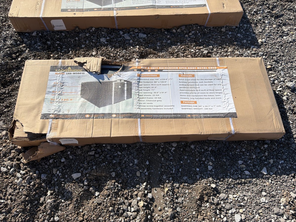 LandHonor LHR-MS0810 8ft x 10ft Galvanized Apex Roof Metal Shed (Unused)